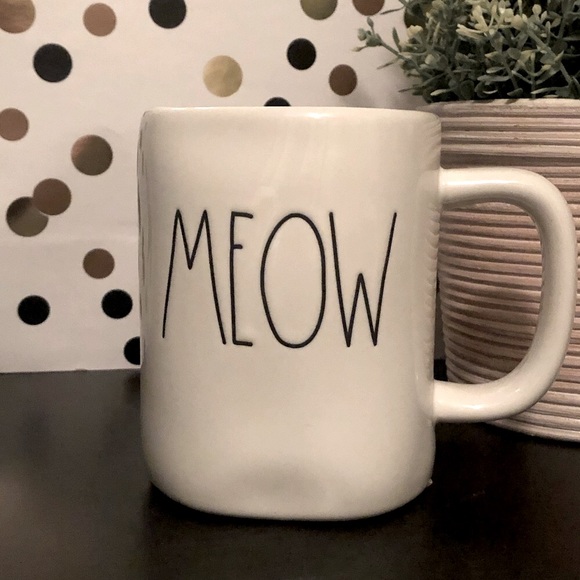 Rae Dunn MEOW white ceramic mug